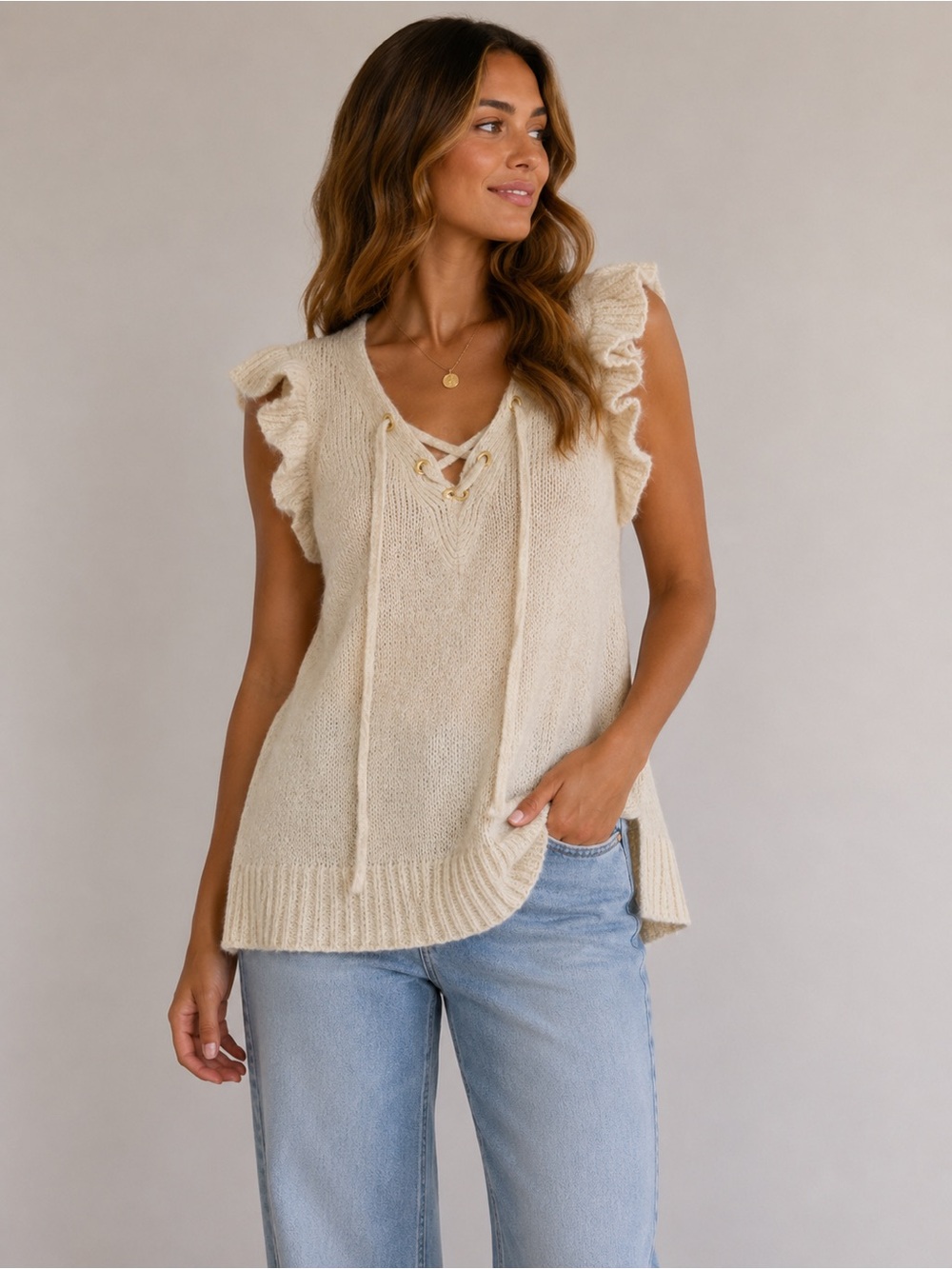 Michael Kors Cream Knit Texture Top